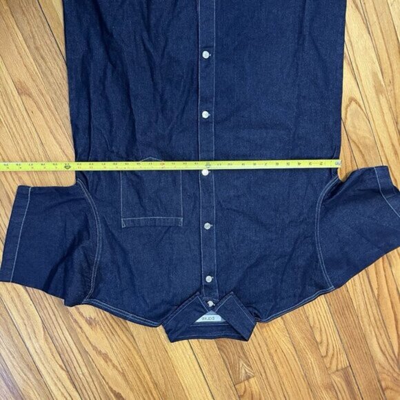 Parke Dark Wash Denim Short Sleeve Button Down Front Pocket Oversize Shirt XL - Picture 8 of 8